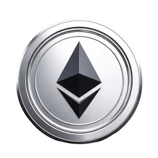 Ethereum (ETH) coin displayed as a floating graphic element